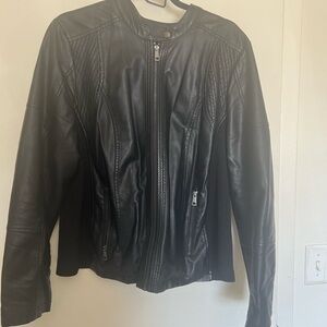 Maurices Black Leather Jacket Classic Motorcycle Style